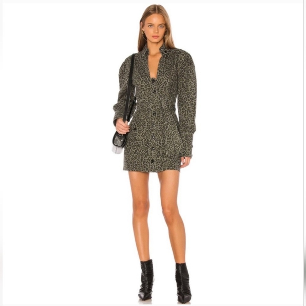 NWT Marissa Webb Mera Leopard Print Canvas Belted Mini Dress